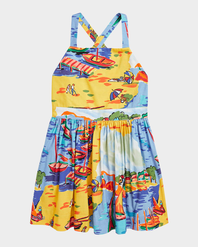 Girl's Italian Riviera Printed Dress, Size 2-